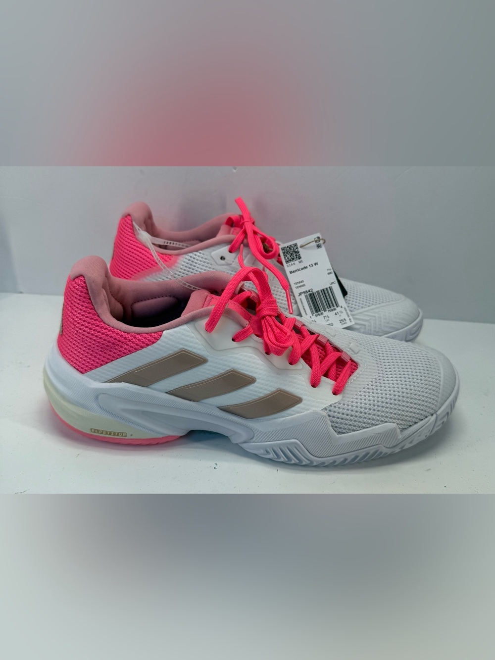 Adidas Barricade 13 Women’s White & Pink Court Shoe - Lightweight Support size 9